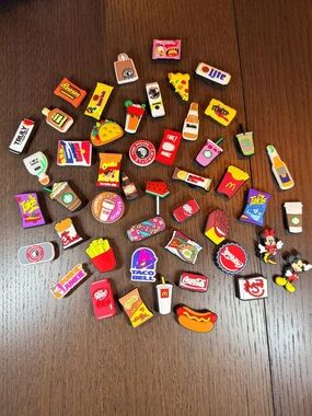 Lot of 30+ Shoe Charms - Assorted Food and Drink plus Mickey and Minnie
